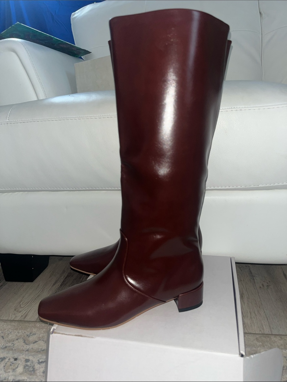 Women's Over-the-Knee Leather Boots in Bordeaux